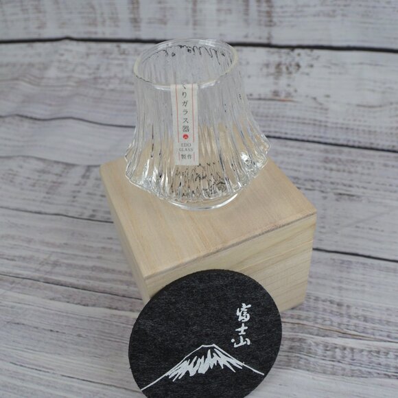 Edo Kiriko Glass Whiskey Glass Drinkware Stars 7.4 oz Coaster & Box NEW - Picture 2 of 16